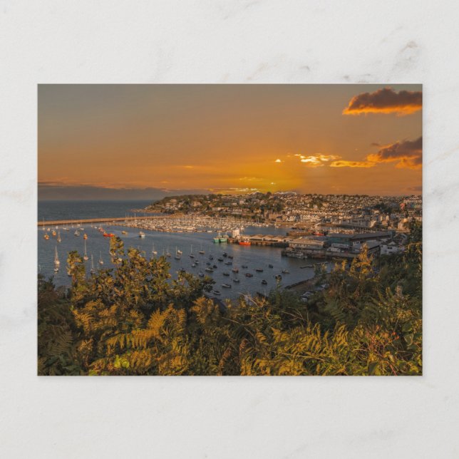 Brixham Harbor vid Sunset Vykort (Framsida)