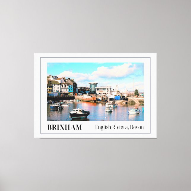 Brixham Harbour, Engelska Riviera, Devon Canvastryck (Framsida)
