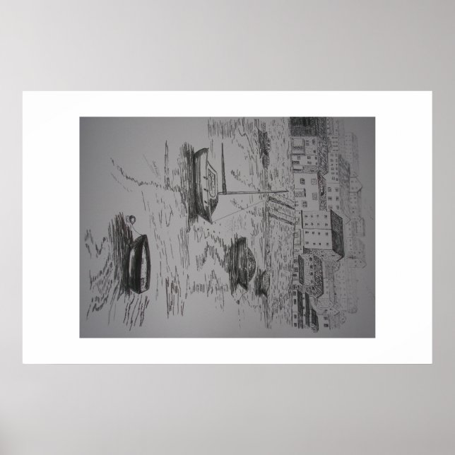 Brixham Harbour Painting Poster (Framsidan)