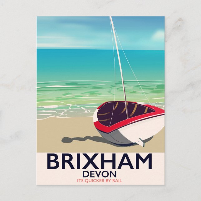 Brixham strand Devon vintage resemaljuppslag Vykort (Framsida)