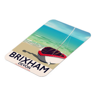 Brixham-stranden Devon vintage resor poster Magnet