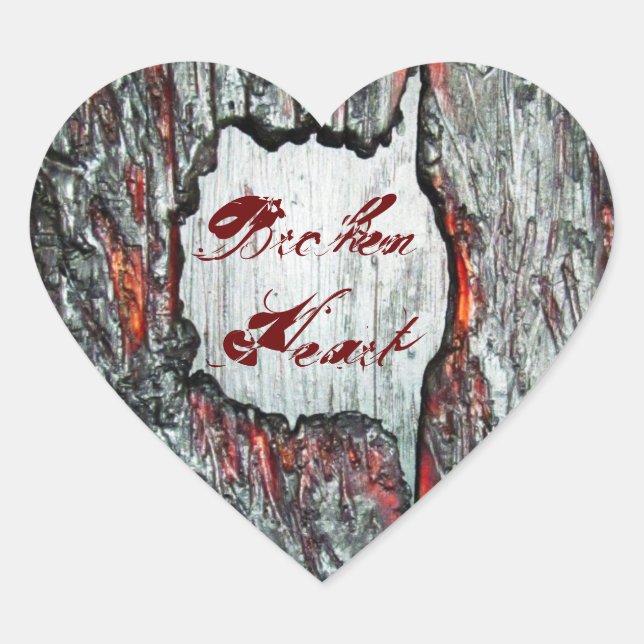 Brken Heart Hjärtformat Klistermärke (Framsida)