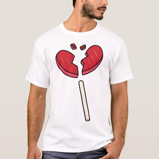Brken Heart Lollipop Candy Red T Shirt (Framsida)