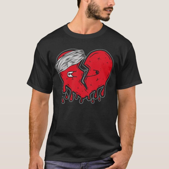 Brken hjärt-knut Heartbruten Kärlek T Shirt (Framsida)