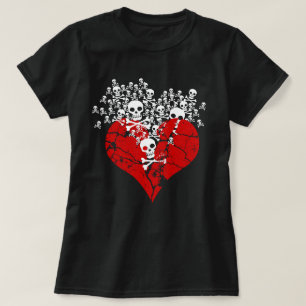 Brken hjärta med Döskallar T-Shirt