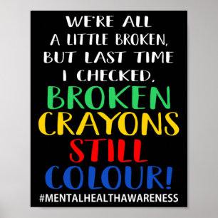 Brken Kritor Fortfarande Färg Mental Health Awaren Poster