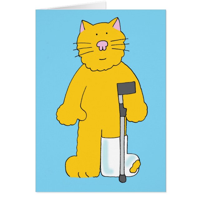 Brken Leg Cat med lakan i gips Hälsningskort (Framsidan)