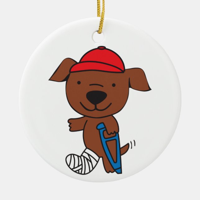 Brken Leg Hund Julgransprydnad Keramik (Framsidan)