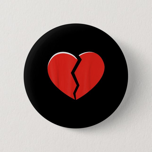 Brken Red Heart Valentines day Funny Heart Design Knapp (Framsida)