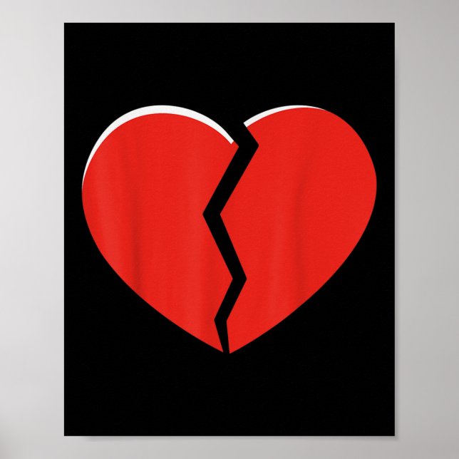 Brken Red Heart Valentines day Funny Heart Design Poster (Framsidan)