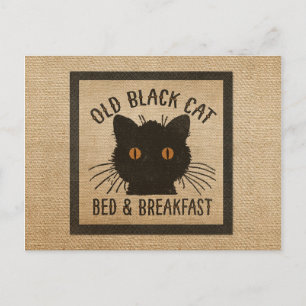 Brlap Gold Black Cat Breakfast Breakfast Vykort