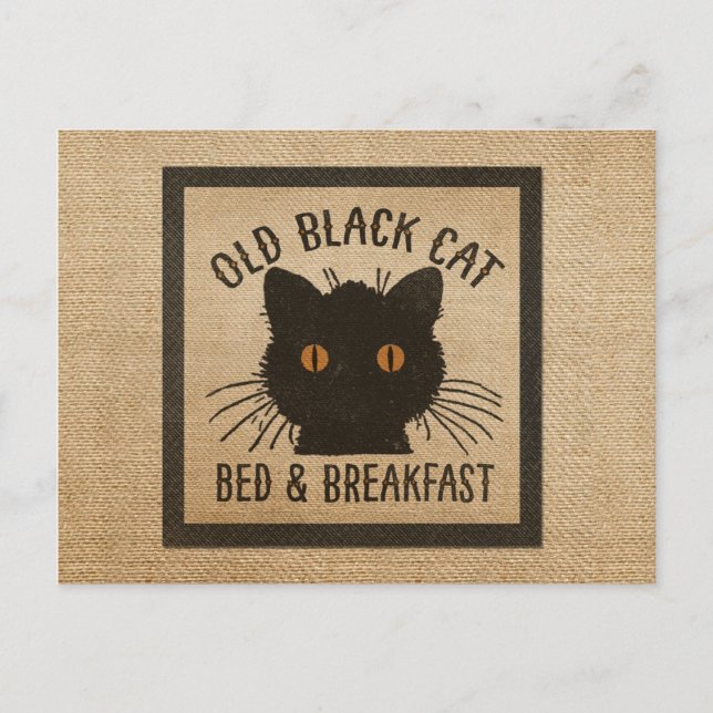 Brlap Gold Black Cat Breakfast Breakfast Vykort (Framsida)