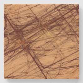 Brn Tan Grunge Fractal Square Stone Underlägg