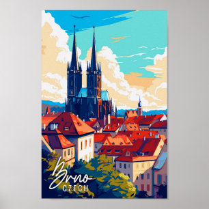 Brno Czech vintage resor illustration Poster