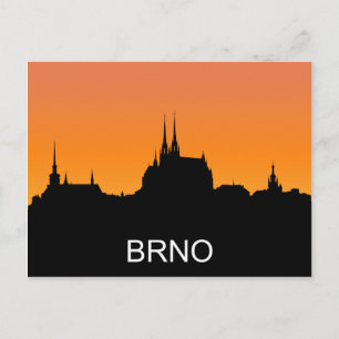 Brno siluett, sommar solnedgång illustration vykort