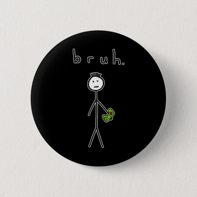 Bro Brah Cute Stick figur för videospel Knapp (Framsida)