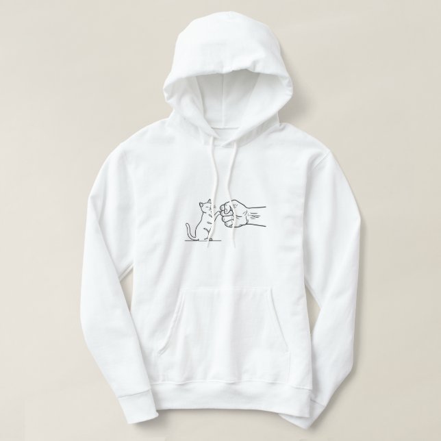  "Bro Cat" Minimalist Fist Bump Hoodie (Design framsida)