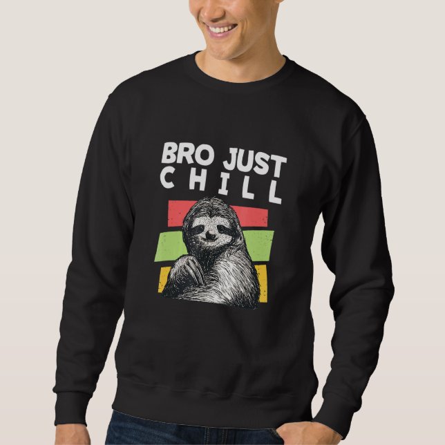 Bro Chill Sloth Ord Sloth Lazy 5 Lång Ärmad Tröja (Framsida)