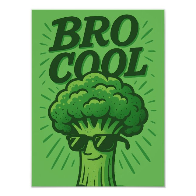 Bro Cool Rolig Grön Broccoli Design Fototryck (Framsidan)