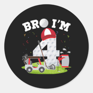 Bro I är 4-årig Golf Theme 4e födelsedagen Golfer Runt Klistermärke