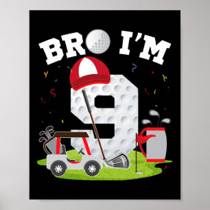 Bro I är 9 år gammalt Golf-tema 9:e födelsedag Gol Poster
