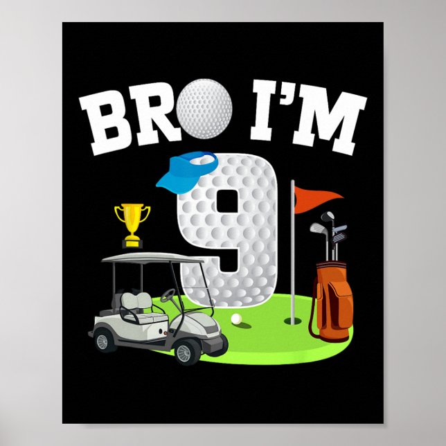 Bro I är 9 år gammalt Golf-tema 9:e födelsedag Gol Poster (Framsidan)