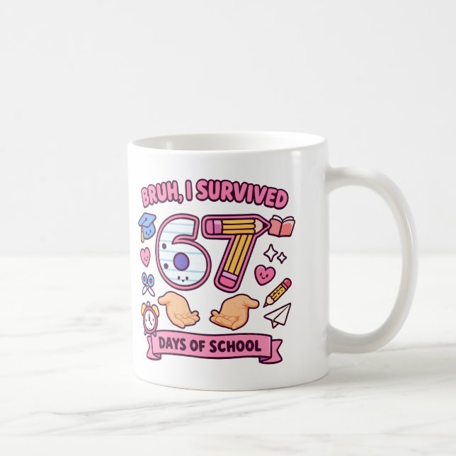 Bro jag överlevde 67 dagar i skolan kaffemugg (Höger)