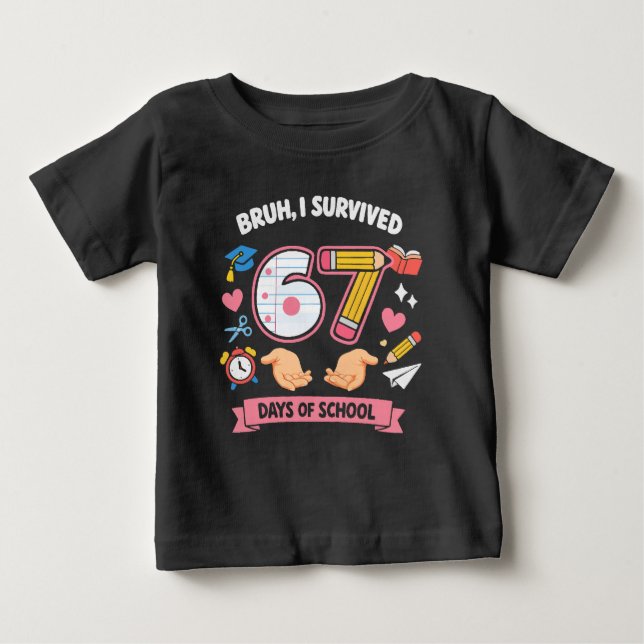 Bro jag överlevde 67 skoldagar t shirt (Framsida)