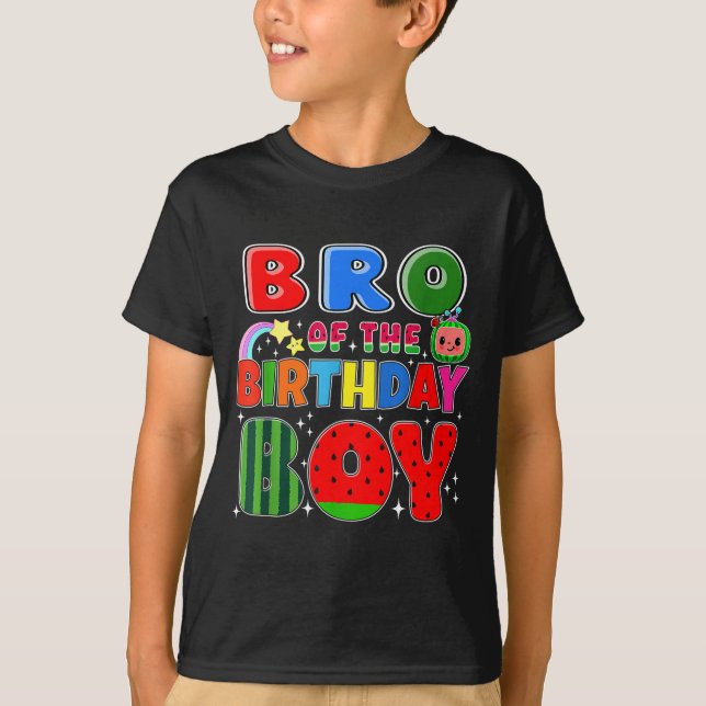 Bro Of The Birthday Boy Melon Family Matching Funn T Shirt (Framsida)