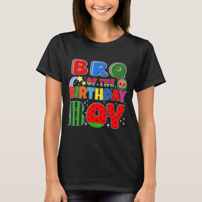 Bro Of The Birthday Boy Melon Family Matching Funn T Shirt (Framsida)
