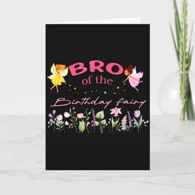 Bro Of The Birthday Fairy Little Girl Magical Fami Kort (Framsida)