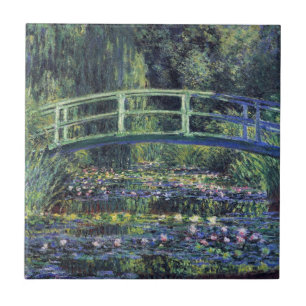 Bro över näckrosdammen av Claude Monet Kakelplatta