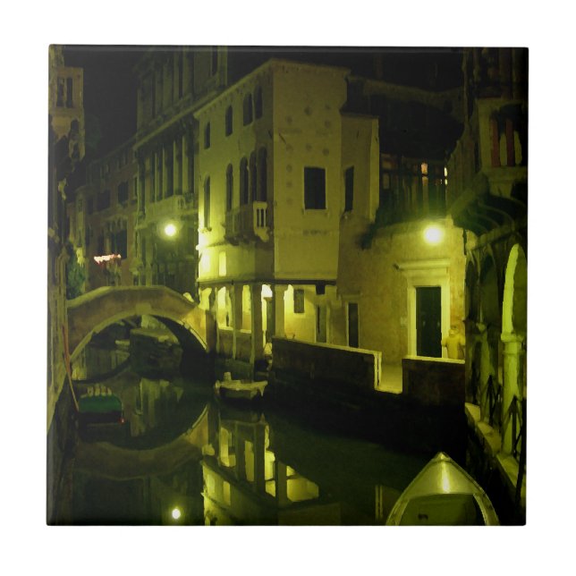Bro över nattlig Venedig Kakelplatta (Framsidan)