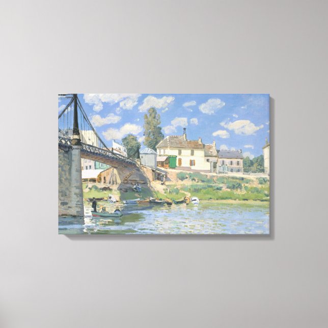 Bro över Villeneuve av Sisley Impressionistisk mål Canvastryck (Framsida)