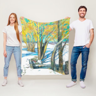 bro på vintern fleecefilt