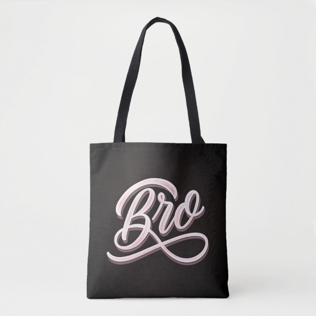 "BRO" Vintage Lettering Tote Tygkasse (Framsida)