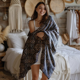 Broa Stil Viking Faux Leather Mönster Fleecefilt