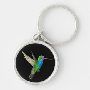 Broad-Billed Hummingbird, söt fågelfärg Rund Silverfärgad Nyckelring