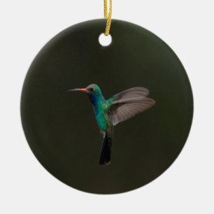 Broad-billingfågel under flygning julgransprydnad keramik
