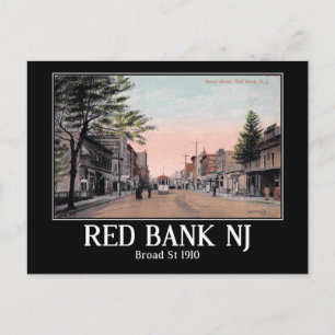 Broad St, Red Bank, New jersey, 1910 Vintage Vykort