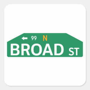 Broad Street, Philadelphia, PA Street Sign Fyrkantigt Klistermärke