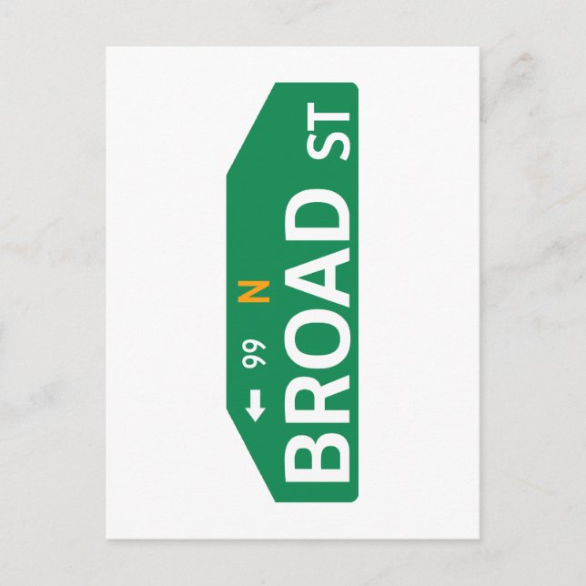 Broad Street, Philadelphia, PA Street Sign Vykort (Framsida)