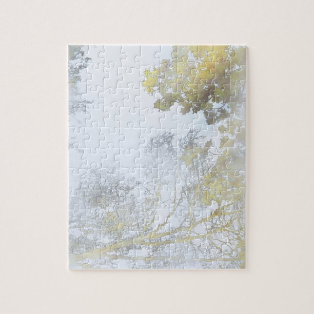 Broadleaf träd reflekterat på Vatten puzzel Pussel (Vertikal)