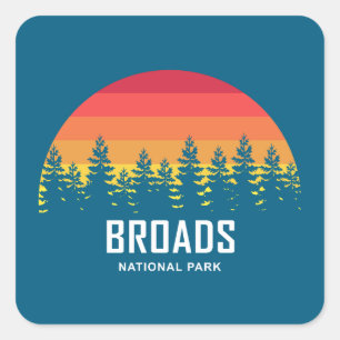 Broads National Park Rainbow Träd Fyrkantigt Klistermärke