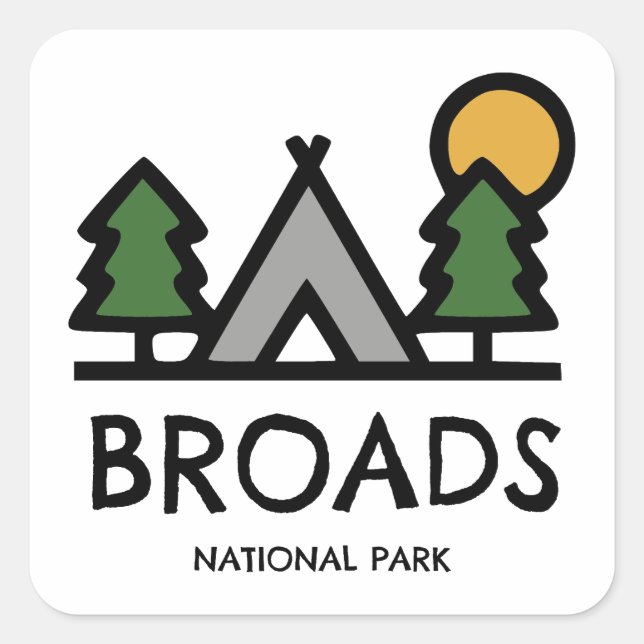 Broads nationalpark fyrkantigt klistermärke (Framsida)
