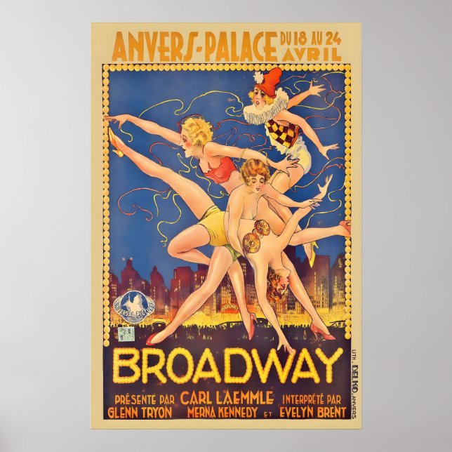 Broadway 1929 Glenn Tryon Evelyn Brent Merna Poster (Framsidan)