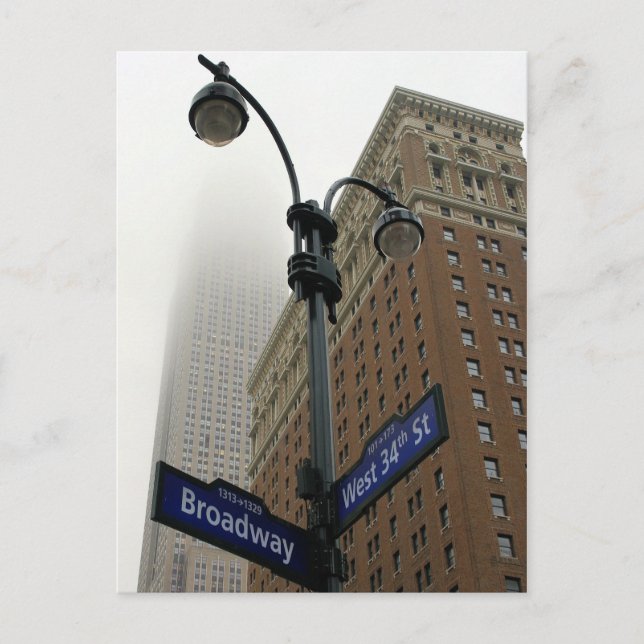 Broadway & 34th -Empire State Bldg - New York City Vykort (Framsida)