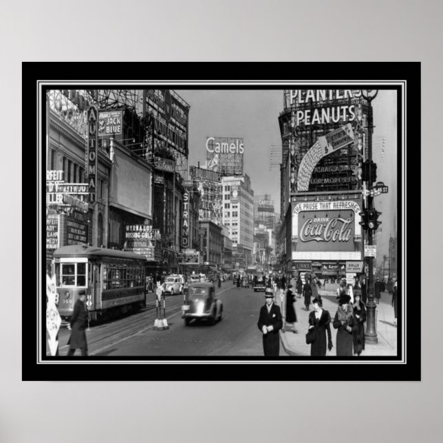 Broadway & 46th St NYC Print ca. 1937 Poster (Framsidan)