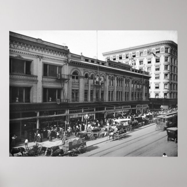 Broadway and Four Street, Los Angeles, ca.1908 Poster (Framsidan)