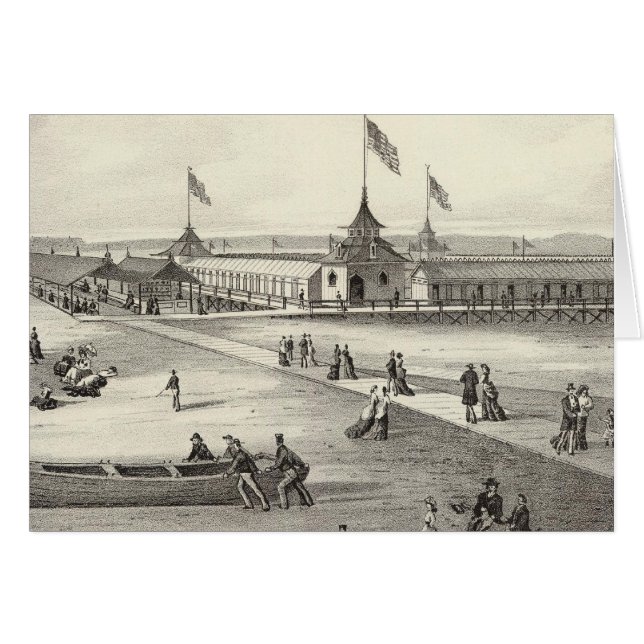Broadway Bathing Ground, Ocean Grove, NJ Hälsningskort (Framsidan Horizontal)